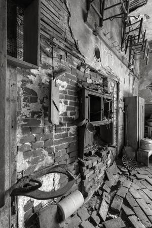 Kitchen with remains of early stove